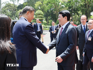 Chủ tịch nước Lương Cường hội đàm với Tổng Bí thư, Chủ tịch nước Trung Quốc