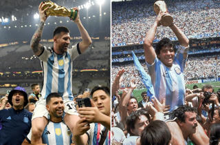 Messi tái hiện tư thế nâng Cup của huyền thoại Maradona