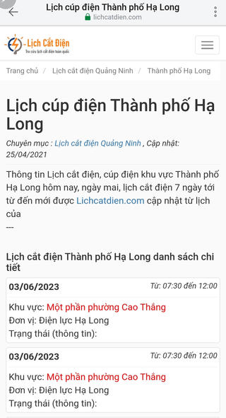 Lập trang web giả mạo lịch cắt điện tại Quảng Ninh