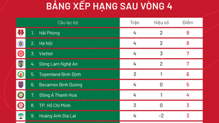 Bảng xếp hạng V-League 2022 mới nhất: Hải Phòng đứng nhất bảng