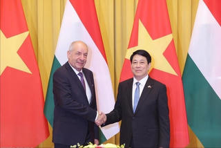 Chủ tịch nước Lương Cường hội đàm với Tổng thống Hungary