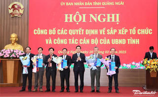 Công bố lãnh đạo chủ chốt 5 sở mới ở Quảng Ngãi
