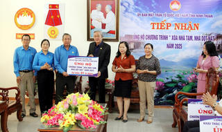 Mặt trận tỉnh Ninh Thuận tiếp nhận 1 tỷ đồng ủng hộ xóa nhà tạm, nhà dột nát