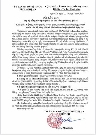 Nghệ An: Kêu gọi chung tay hỗ trợ đồng bào vùng lũ