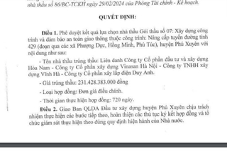 Liên danh 4 nhà thầu trúng gói thầu giao thông hơn 231 tỷ đồng tại Hà Nội