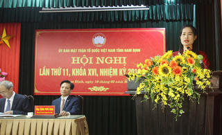 Bà Trần Thị Thoa giữ chức Phó Chủ tịch Ủy ban MTTQ Việt Nam tỉnh Nam Định