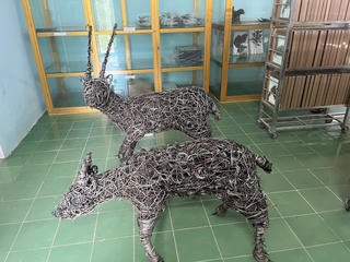 Thông điệp của 'Đôi Sao la' được làm từ gần 5.000 dây bẫy động vật