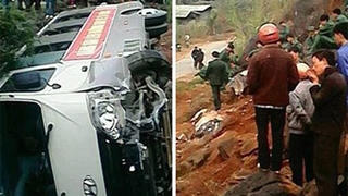 Xe chở 25 tân binh nhập ngũ lật nhào ở Hà Giang