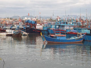 Nhiều tàu cá nằm bờ tại cảng Hòn Rớ