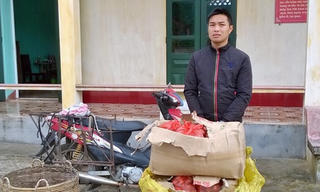 Đi môtô chở trái phép 40kg pháo nổ