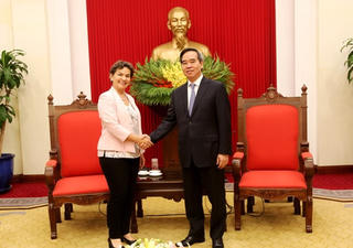 Trưởng Ban Kinh tế Trung ương Nguyễn Văn Bình tiếp Lãnh đạo sáng kiến 2020 về Biến đổi khí hậu