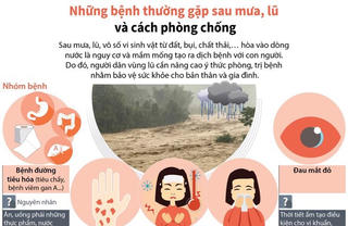[Infographics] Những dịch bệnh thường gặp sau mưa, lũ và cách phòng chống