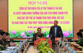 Bí thư Thành ủy Hà Nội gửi thư khen các đơn vị phát hiện, bắt giữ khai thác cát trái phép