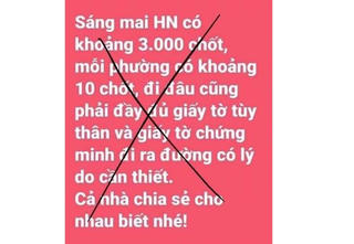 Thông tin 'Hà Nội lập 3.000 chốt' để kiểm soát người ra khỏi nhà là bịa đặt
