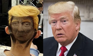 Chàng trai cạo đầu theo chân dung của Trump