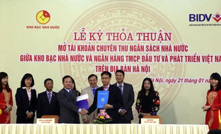 BIDV và Kho bạc Nhà nước ký kết Thỏa thuận mở tài khoản chuyên thu Ngân sách Nhà nước trên địa bàn Hà Nội