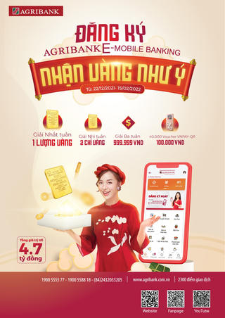 Siêu ưu đãi chào 2022: Mở tài khoản trực tuyến, đăng ký và sử dụng ứng dụng Agribank E-Mobile Banking 'Nhận vàng Như ý'