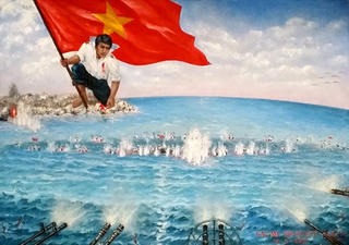 Bức tranh “Gạc Ma – Vòng tròn bất tử” được đấu giá 100 triệu đồng.