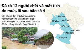 [Infographics] 12 người chết và mất tích do mưa, lũ sau bão số 4