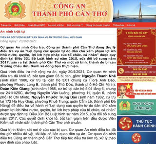 Công an Cần Thơ bắt tiếp 3 người trong vụ Trương Châu Hữu Danh 