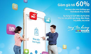 Giảm giá tới 60% khi mua sắm trực tuyến qua VietinBank iPay Mobile