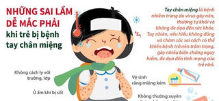 [Infographics] Những sai lầm dễ mắc khi trẻ bị bệnh tay chân miệng