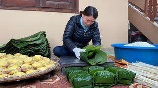 Hương vị độc đáo của bánh chưng làng Tranh Khúc