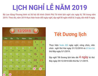 [Infographic] Đề xuất lịch nghỉ các dịp lễ Tết trong năm 2019