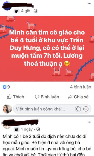 Dịch Covid-19 kéo dài, nở rộ nhóm trông trẻ tự phát
