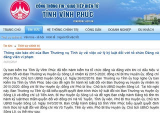Dính hàng loạt sai phạm, Bí thư và Chủ tịch UBND huyện Sông Lô bị cảnh cáo