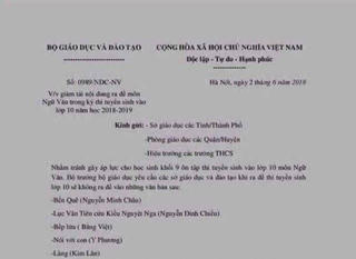 Công văn giảm tải nội dung ra đề thi môn Ngữ văn là giả mạo