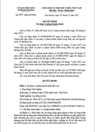 Hải Dương: Phạt 1 cá nhân 50 triệu đồng vì khai thác cát trái phép 