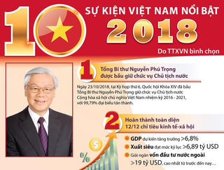 [Infographics] 10 sự kiện nổi bật của Việt Nam năm 2018 do TTXVN chọn