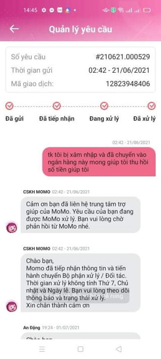 Tiền bỗng bay hơi ở ví Momo