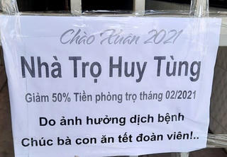 Chủ nhà trọ giảm 50% tiền thuê phòng cho người lao động dịp Tết