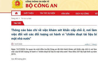 Khám xét khẩn cấp chỗ ở 3 đối tượng ở Hà Nội "chiếm đoạt tài liệu bí mật nhà nước"