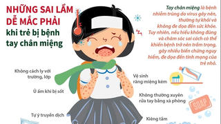 [Infographics] Những sai lầm dễ mắc khi trẻ bị bệnh tay chân miệng