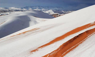 Tuyết rơi phủ trắng sa mạc Sahara