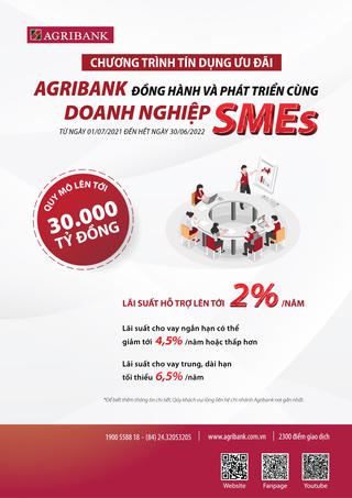 Agribank tiếp tục dành 30.000 tỷ đồng để đồng hành và phát triển cùng doanh nghiệp SMEs
