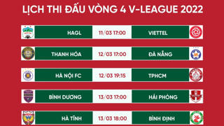 Lịch thi đấu vòng 4 V-League 2022 từ ngày 11-13/3