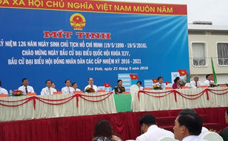 Trà Vinh: Mít tinh kỷ niệm 126 năm ngày sinh chủ tịch Hồ Chí Minh, chào mừng ngày bầu cử