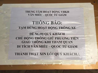 Tạm dừng hoạt động trông xe tại Văn Miếu - Quốc Tử Giám