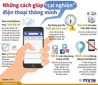 [Infographics] Những cách giúp 'cai nghiện' điện thoại thông minh
