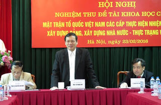 UBTƯ MTTQ Việt Nam nghiệm thu đề tài khoa học cấp Bộ