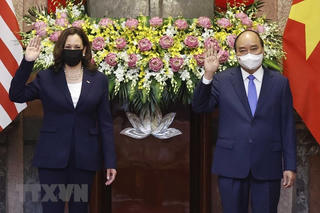 [Ảnh] Chủ tịch nước tiếp Phó Tổng thống Hoa Kỳ Kamala Harris