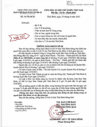 [KHẨN] Thái Bình tìm người liên quan đến 3 lái xe, phụ xe khách dương tính