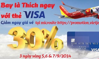 Giảm 30% giá vé máy bay cho chủ thẻ Visa