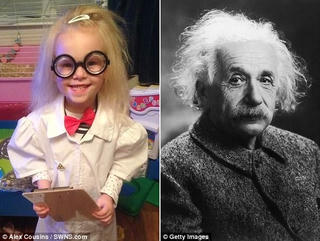 Bé gái có mái tóc giống nhà bác học Einstein