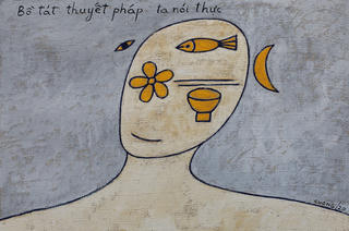 Họa sĩ Lê Thiết Cương gây bất ngờ với “Kinh Gốm” và tranh bột màu trên vải màn