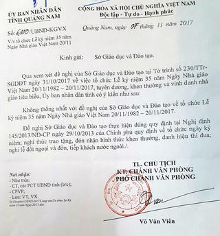 Quảng Nam không tổ chức kỷ niệm Ngày Nhà giáo Việt Nam